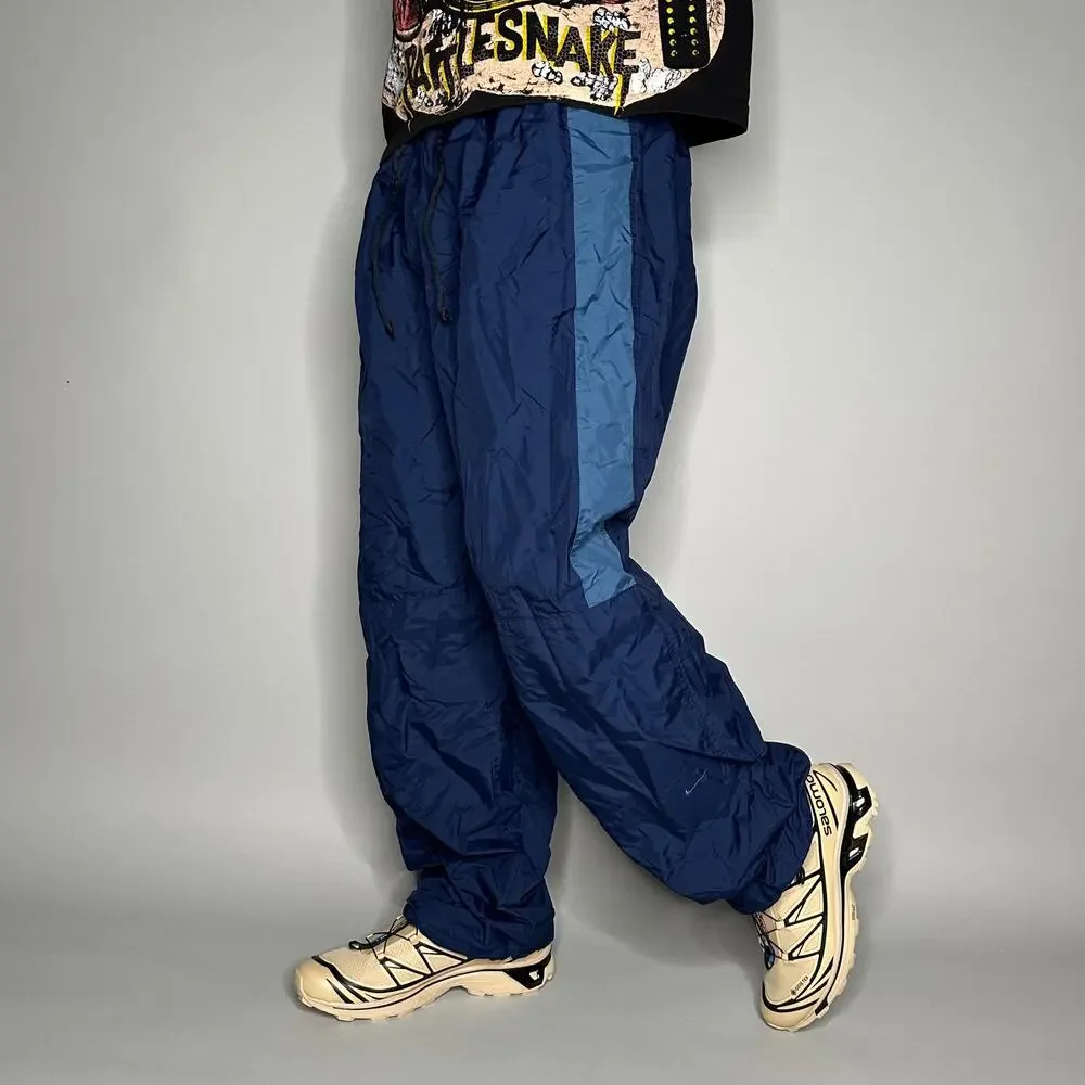 Vintage Y2K Nike Track Pants Mens XL Baggy Navy Blue Sweatpants Silver Tag